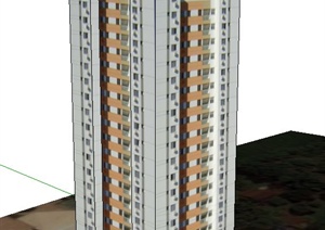 某高层住宅建筑设计SU(草图大师)贴图模型