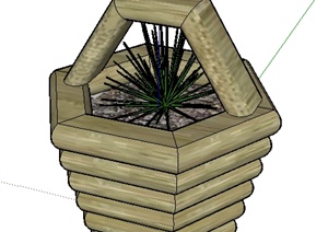 一个可提式种植篮盆栽SU(草图大师)模型