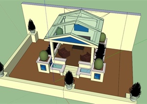某多层住宅阳台景观设计SU(草图大师)模型