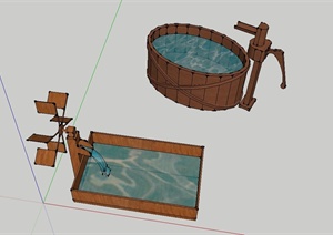 两个特色水池设计SU(草图大师)模型
