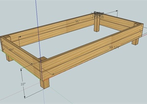 一个现代木板床框SU(草图大师)模型
