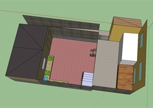 某现代围合式住宅建筑庭院景观设计SU(草图大师)模型