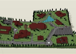某农村住宅群落景观设计SU(草图大师)模型