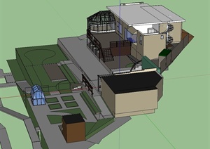 某私人花园别墅建筑设计SU(草图大师)模型
