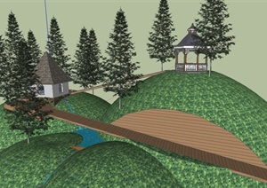 某地园林景观节点凉亭小屋景观SU(草图大师)模型