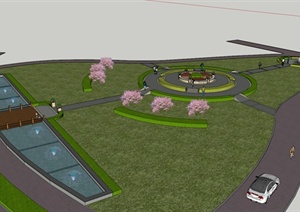 某个现代广场景观规划设计SU(草图大师)模型