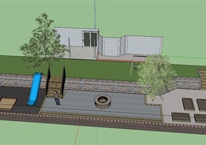 某住宅前院景观设计SU(草图大师)模型