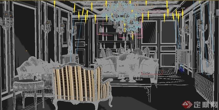 某客厅、餐厅室内装修设计3DMAX模型(1)
