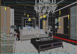 某现代别墅客餐厅室内装修设计3DMAX模型