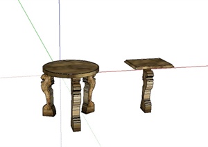某家具木质坐凳SU(草图大师)模型素材