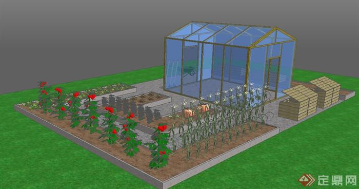 某一阳光房花园设计su模型(3)
