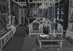 某住宅客餐厅空间室内装修设计3DMAX模型