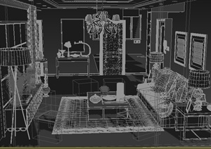 某居住空间装修客厅室内设计3DMAX模型