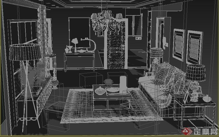 某居住空间装修客厅室内设计3DMAX模型(1)