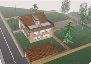 某三层别墅建筑设计SU(草图大师)模型