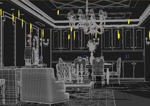 某居住空间客餐厅整体室内设计3DMAX模型