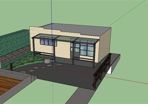 某单层小型居住建筑SU(草图大师)模型素材
