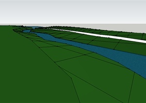 某室外滨水河道景观SU(草图大师)模型