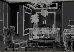 某现代客厅、餐厅装修室内设计3DMAX模型