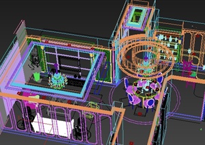 某住宅客餐厅、吧台装修设计3DMAX模型