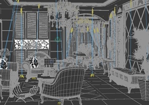 某家装客餐厅室内装饰设计3DMAX模型