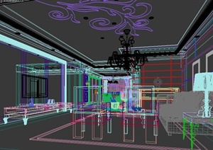 某现代住宅客厅和餐厅装修设计3DMAX模型