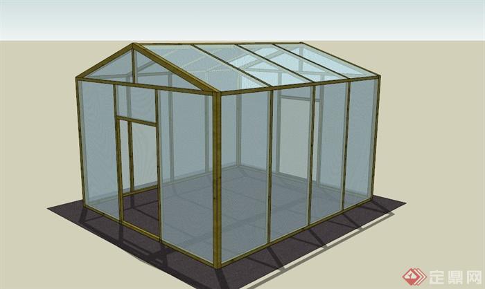 某现代方形温室大棚设计SU模型(1)