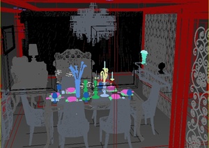 某家装住宅客餐厅装修设计3DMAX模型