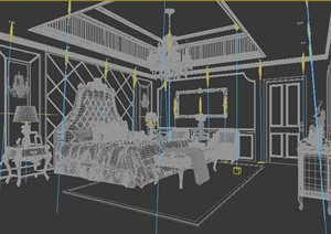 某简欧家装卧室装修设计3DMAX模型