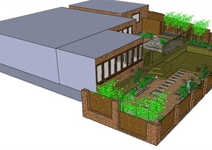 某一庭院景观设计SU(草图大师)模型