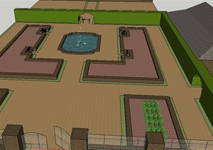 某欧式水景庭院花园SU(草图大师)模型