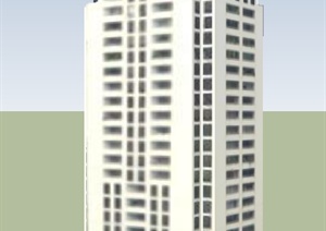 一栋高层居住建筑设计SU(草图大师)模型