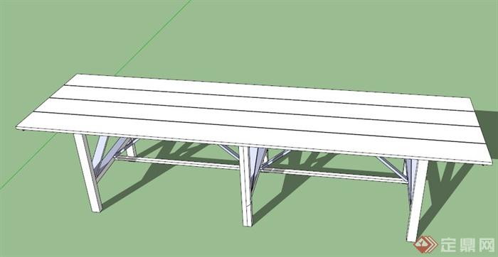 某长方形木制桌子设计SU模型(1)
