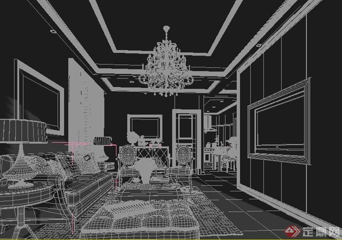 某住宅空间客餐厅装修设计3DMAX模型(1)