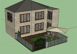 某一别墅庭院景观设计SU(草图大师)模型