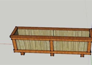 某现代长形木制花池设计SU(草图大师)模型