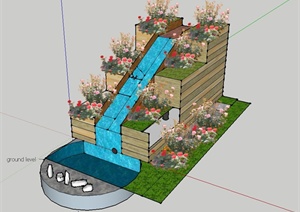 某水景花台组合景观设计SU(草图大师)模型
