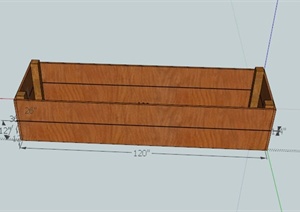某现代木制长方体花池设计SU(草图大师)模型