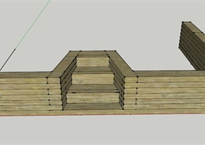 某景观木制台阶设计SU(草图大师)模型