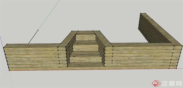某景观木制台阶设计SU模型(1)
