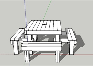某室外木质桌凳座椅设计SU(草图大师)模型