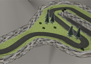 某山地景观道路设计SU(草图大师)模型参考