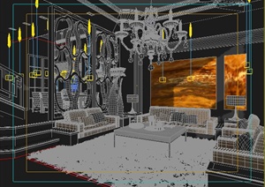 某复式家装客餐厅室内装修设计3DMAX模型
