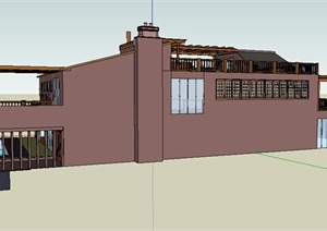 某个新中式别墅建筑设计SU(草图大师)模型素材