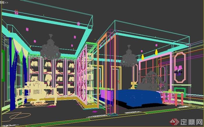 某住宅书房、卧室装修设计3DMAX模型(1)