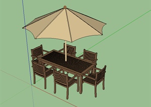 某室外坐凳桌子设计SU(草图大师)模型