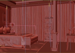 某现代别墅住宅卧室装修设计3DMAX模型