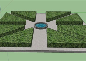 某花池和水池结合景观设计SU(草图大师)模型