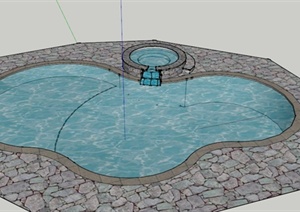 某现代游泳池设计SU(草图大师)模型