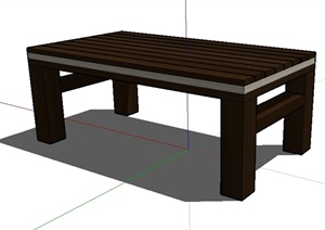 某现代中式矩形木制桌子SU(草图大师)模型